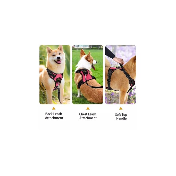 MASBRILL Pink Reflective Dog Harness No Pull With Handle, Breathable Padded XL - Picture 2 of 11